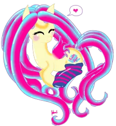 Size: 1337x1458 | Tagged: artist:ashourii, blushing, derpibooru import, eyes closed, happy, heart, oc, oc:wave dancer, original species, safe, solo, tentacle pony, tentacles, unofficial characters only