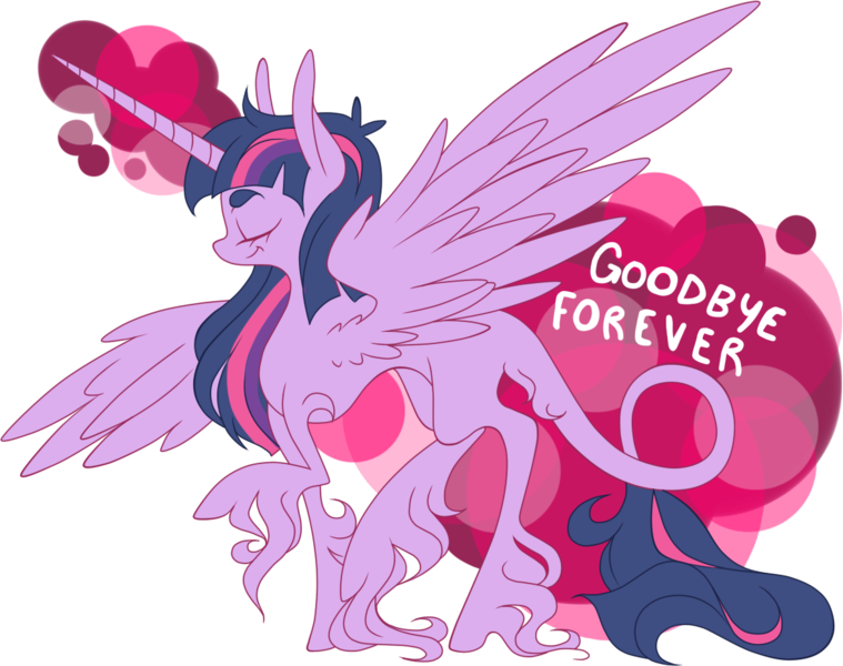Size: 1173x927 | Tagged: artist:legalese, attention horse, classical unicorn, derpibooru import, drama, drama queen, eyes closed, leaving the fandom, magic, raised hoof, safe, smiling, social justice warrior, solo, spread wings, twilight sparkle, twilight sparkle (alicorn), unshorn fetlocks