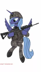 Size: 720x1280 | Tagged: army, artist:orang111, assault rifle, clothes, daewoo k2, derpibooru import, eotech, gun, helmet, holographic sight, infantry, k2 rifle, korea, korean, military, picatinny rail, princess luna, republic of korea army, rifle, s1 luna, safe, simple background, soldier, solo, uniform, weapon