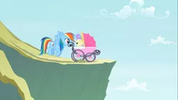 Size: 1366x768 | Tagged: baby carriage, cream puff, derpibooru import, rainbow dash, safe, screencap, the mysterious mare do well