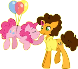 Size: 1700x1500 | Tagged: safe, artist:annakitsun3, derpibooru import, cheese sandwich, pinkie pie, earth pony, pony, pinkie pride, balloon, boop, cheesepie, eyes closed, female, male, noseboop, shipping, straight