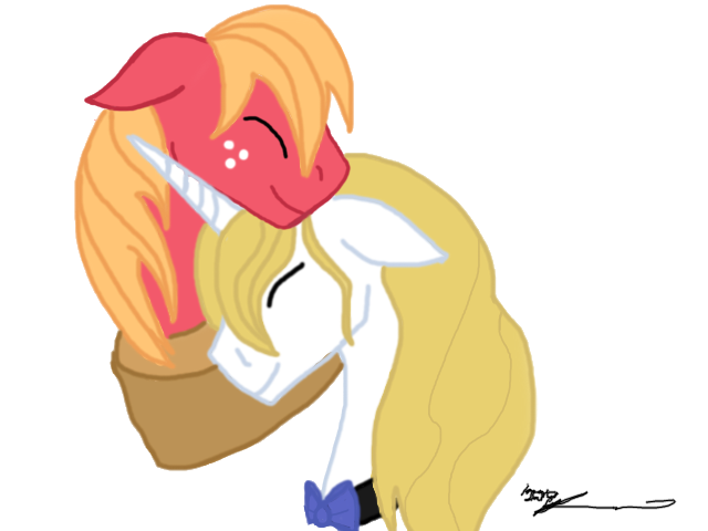 Size: 640x480 | Tagged: safe, artist:stagetechy1991, derpibooru import, big macintosh, prince blueblood, earth pony, pony, bluemac, gay, male, shipping, stallion