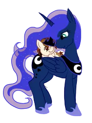 Size: 600x800 | Tagged: artist:nikki-nicole-p, derpibooru import, female, lunapip, male, pipsqueak, ponies riding ponies, princess luna, safe, shipping, simple background, straight