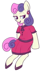 Size: 328x581 | Tagged: safe, artist:lulubell, derpibooru import, bon bon, sweetie drops, pony, 1950s, 50s, bipedal, clothes, dress, simple background, solo, transparent background