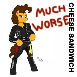 Size: 3000x3000 | Tagged: safe, artist:mayorlight, derpibooru import, boneless, cheese sandwich, ponified, earth pony, pony, pinkie pride, album cover, bad, bipedal, even worse, male, michael jackson, parody, parody of a parody, ponified album cover, solo, stallion, voice actor joke, weird al yankovic