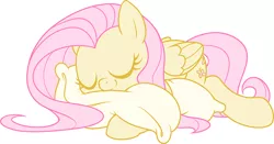 Size: 1000x522 | Tagged: artist:stoic5, cute, derpibooru import, fluttershy, pillow, safe, shyabetes, simple background, sleeping, smiling, solo