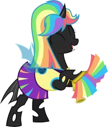 Size: 4629x5482 | Tagged: absurd resolution, artist:90sigma, artist:fsleg, bipedal, changeling, cheerleader, cheerleader sparkle, cute, derpibooru import, edit, eyes closed, fangs, happy, open mouth, pom pom, rearing, safe, simple background, smiling, solo, transparent background, twilight sparkle, vector