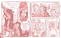 Size: 800x503 | Tagged: applechang, artist:vavacung, change bond, changeling, comic, comic:when villain win, derpibooru import, monochrome, oc, oc:chang, pinkie pie, princess cadance, princess celestia, princess luna, queen chrysalis, rainbow dash, royal guard, safe, twilight sparkle, wonderbolts