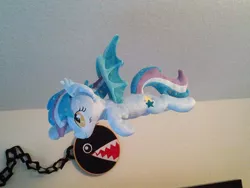 Size: 600x450 | Tagged: safe, artist:makeshiftwings30, derpibooru import, oc, oc:star struck, unofficial characters only, bat pony, pony, chain chomp, crossover, irl, nintendo, photo, plushie, solo, super mario bros.