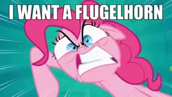 Size: 1280x720 | Tagged: exploitable meme, flugelhorn, meme, pinkie pie, pinkie pride, rage, safe, solo