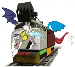 Size: 453x406 | Tagged: 1000 hours in ms paint, derpibooru import, diesel 10, discord, ms paint, safe, thomas the tank engine, train, trainified