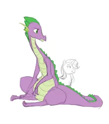 Size: 827x940 | Tagged: safe, artist:carnifex, derpibooru import, rarity, spike, adult spike, barb, barlusive, elusive, female, male, older, older spike, rule 63, shipping, sparity, straight