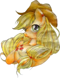 Size: 834x1076 | Tagged: applejack, artist:monikakryza, derpibooru import, looking at you, safe, simple background, solo