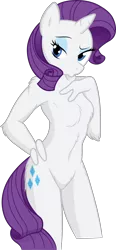 Size: 3000x6448 | Tagged: anthro, artist:ambris, artist:fehlung, barbie doll anatomy, belly button, breasts, derpibooru import, duckface, featureless breasts, featureless crotch, female, rarity, simple background, solo, solo female, suggestive, transparent background