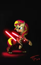 Size: 690x1089 | Tagged: safe, artist:althyra-nex, derpibooru import, sunset shimmer, pony, unicorn, crossover, lightsaber, maris brood, sith, solo, star wars, the force unleashed