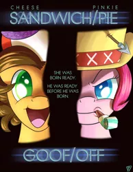 Size: 700x900 | Tagged: artist:paradigmpizza, cheese sandwich, derpibooru import, face/off, movie poster, parody, pinkie pie, pinkie pride, poster, safe