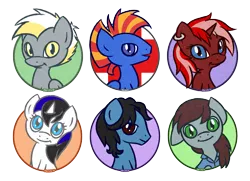 Size: 1491x1082 | Tagged: safe, artist:prettykitty, derpibooru import, oc, oc:silver eagle, unofficial characters only, earth pony, pegasus, pony, unicorn, earring, female, male, mare, midnight melody, razor tongue, silver eagle, stallion, steel strings, tarby