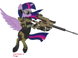 Size: 4000x3000 | Tagged: safe, artist:orang111, derpibooru import, twilight sparkle, twilight sparkle (alicorn), alicorn, pony, absurd resolution, army, bullet, female, flying, glasses, goggles, gun, hmd, hooves, horn, mare, military, optical sight, recon, rifle, russian, show accurate, simple background, sniper rifle, solo, spread wings, transparent background, weapon, wings