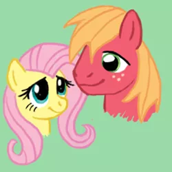 Size: 300x300 | Tagged: safe, artist:snowpeak, derpibooru import, big macintosh, fluttershy, earth pony, pony, fluttermac, male, shipping, stallion, straight