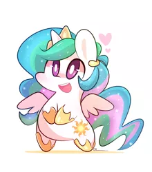 Size: 880x1000 | Tagged: safe, artist:lifeloser, derpibooru import, princess celestia, pony, :d, bipedal, chibi, crown, cute, cutelestia, heart, jewelry, open mouth, regalia, simple background, smiling, solo, white background