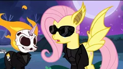 Size: 636x361 | Tagged: artist:chadrocco, blade, blade (marvel comics), derpibooru import, flutterbadass, flutterbat, flutterblade, fluttershy, ghost pony rider, ghost rider, nicolas cage, nostalgia critic, ponified, safe