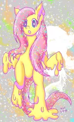 Size: 727x1200 | Tagged: artist:timer rabbit, colorful, derpibooru import, fluttershy, heart eyes, melting, pixiv, safe, solo