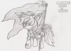 Size: 940x670 | Tagged: artist:gamefreakdx, cosplay, crossover, derpibooru import, monochrome, rainbow dash, safe, skies of arcadia, solo, vyse