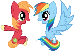 Size: 3000x2067 | Tagged: safe, artist:scourge707, derpibooru import, big macintosh, rainbow dash, earth pony, pony, male, rainbowmac, shipping, stallion, straight, younger