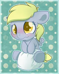 Size: 1014x1280 | Tagged: safe, artist:cuddlehooves, derpibooru import, derpy hooves, pony, baby, baby pony, blushing, cuddlehooves is trying to murder us, cute, derpabetes, diaper, foal, poofy diaper