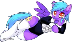 Size: 1103x648 | Tagged: safe, artist:nyanstrike, derpibooru import, oc, oc:ishizko, unofficial characters only, pegasus, pony, cheese, clothes, cute, socks, solo, tongue out, tuxedo