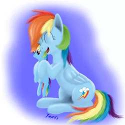 Size: 800x800 | Tagged: safe, artist:the1xeno1, derpibooru import, rainbow dash, cute, dashabetes, eyes closed, plushie, smiling, solo