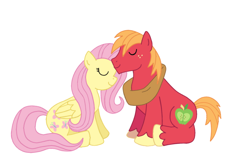 Size: 1235x837 | Tagged: safe, artist:rad-girl, derpibooru import, big macintosh, fluttershy, earth pony, pony, fluttermac, male, shipping, stallion, straight