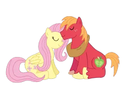 Size: 1235x837 | Tagged: safe, artist:rad-girl, derpibooru import, big macintosh, fluttershy, earth pony, pony, fluttermac, male, shipping, stallion, straight