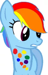 Size: 297x468 | Tagged: derpibooru import, freckles, giraffe, rainbow dash, rainbow girrash, safe, solo, species swap, wrong eye color