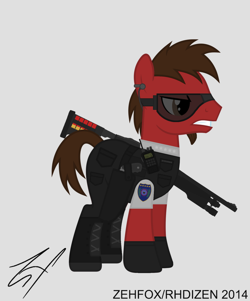 Size: 1500x1800 | Tagged: artist:zehfox, derpibooru import, goggles, gun, komodo stevens, military, oc, revolver, safe, shotgun, solo, unofficial characters only, weapon