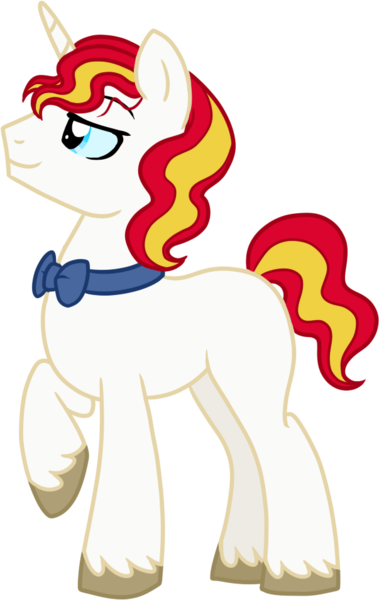 Size: 603x954 | Tagged: safe, artist:tambelon, derpibooru import, oc, oc:pureblood, unofficial characters only, blank flank, bowtie, male, offspring, parent:prince blueblood, parents:sunblood, parent:sunset shimmer, simple background, solo, stallion, transparent background