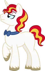 Size: 603x954 | Tagged: safe, artist:tambelon, derpibooru import, oc, oc:pureblood, unofficial characters only, blank flank, bowtie, male, offspring, parent:prince blueblood, parents:sunblood, parent:sunset shimmer, simple background, solo, stallion, transparent background