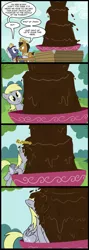 Size: 713x2000 | Tagged: safe, artist:madmax, derpibooru import, derpy hooves, pegasus, pony, chocolate, chocolate fountain, comic, dialogue, eating, female, food, fountain, jack and jill, mare, this will end in weight gain