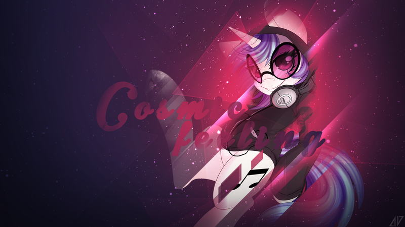 Size: 1920x1080 | Tagged: safe, artist:jave-the-13, artist:spittfireart, derpibooru import, vinyl scratch, pony, unicorn, clothes, cutie mark, female, headphones, hoodie, hooves, horn, mare, smiling, solo, space, sunglasses, teeth, text, vector, wallpaper