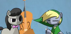 Size: 2000x962 | Tagged: safe, artist:captain64, derpibooru import, derpy hooves, octavia melody, pegasus, pony, cello, female, link, mare, musical instrument, the legend of zelda, the legend of zelda: the wind waker, toon link