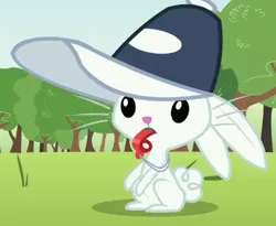 Size: 432x355 | Tagged: angelbetes, angel bunny, blowing, coach, cropped, cute, derpibooru import, hat, hurricane fluttershy, mouth hold, rabbit, rainbow dashs coaching whistle, safe, screencap, solo, trainer, training, training montage, whistle