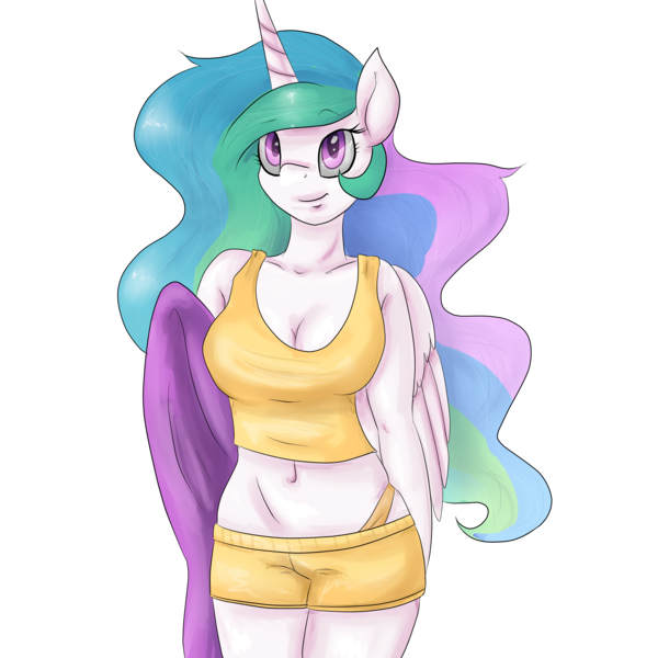 Size: 4000x4000 | Tagged: anthro, artist:lisa400, belly button, breasts, busty princess celestia, cleavage, clothes, derpibooru import, female, midriff, panties, princess celestia, solo, solo female, suggestive, underwear