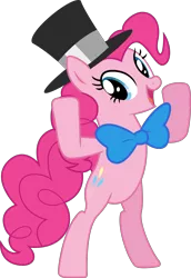 Size: 3000x4368 | Tagged: safe, artist:the-crusius, derpibooru import, pinkie pie, pony, pinkie pride, bipedal, bowtie, hat, simple background, solo, top hat, transparent background, vector
