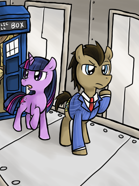 Size: 600x800 | Tagged: artist:blueskirby, derpibooru import, doctor who, doctor whooves, doctor whooves adventures, safe, tardis, time turner, twilight sparkle