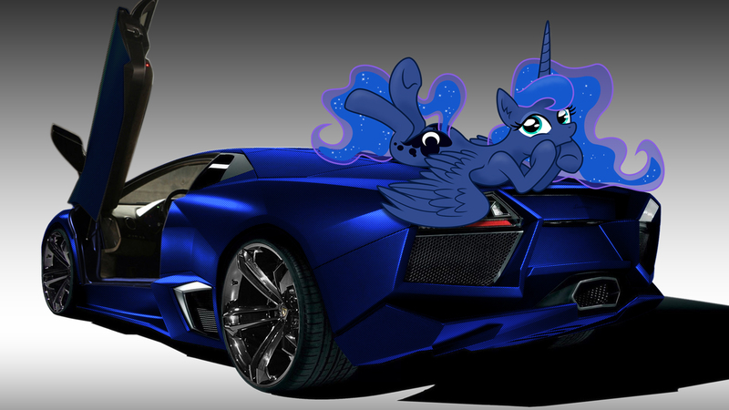 Size: 1920x1080 | Tagged: artist:kp-shadowsquirrel, artist:spier17, artist:vipeydashie, car, derpibooru import, hypercar, lamborghini, lamborghini reventon, princess luna, safe, solo, supercar, underhoof