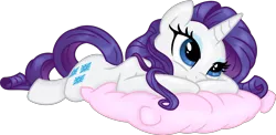 Size: 4085x2000 | Tagged: safe, artist:kp-shadowsquirrel, artist:spier17, derpibooru import, rarity, pony, unicorn, cute, female, high res, lying down, mare, pillow, prone, raribetes, simple background, smiling, solo, transparent background