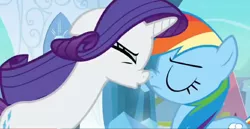 Size: 1352x698 | Tagged: boop, derpibooru import, noseboop, out of context, rainbow dash, rarity, safe, screencap, shipping fuel, the crystal empire