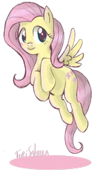 Size: 900x1514 | Tagged: safe, artist:torisakura, derpibooru import, fluttershy, pegasus, pony, female, flying, mare, signature, simple background, smiling, solo, transparent background