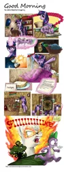 Size: 1994x5308 | Tagged: safe, artist:saturdaymorningproj, derpibooru import, spike, twilight sparkle, twilight sparkle (alicorn), alicorn, pony, rapidash, angry, comic, female, fire, mane of fire, mare, rapidash twilight, sandwich, sleeping