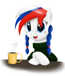 Size: 3000x3500 | Tagged: artist:mrscroup, coffee, cute, derpibooru import, nation ponies, oc, oc:marussia, portrait, russia, safe, solo, unofficial characters only